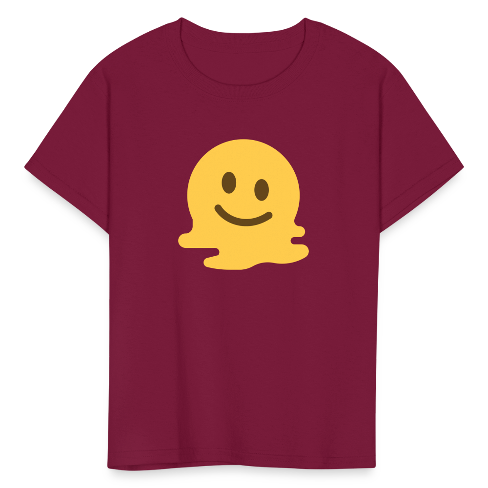 🫠 Melting Face (Twemoji) Kids' T-Shirt - burgundy