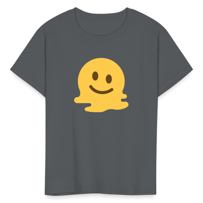 🫠 Melting Face (Twemoji) Kids' T-Shirt - charcoal