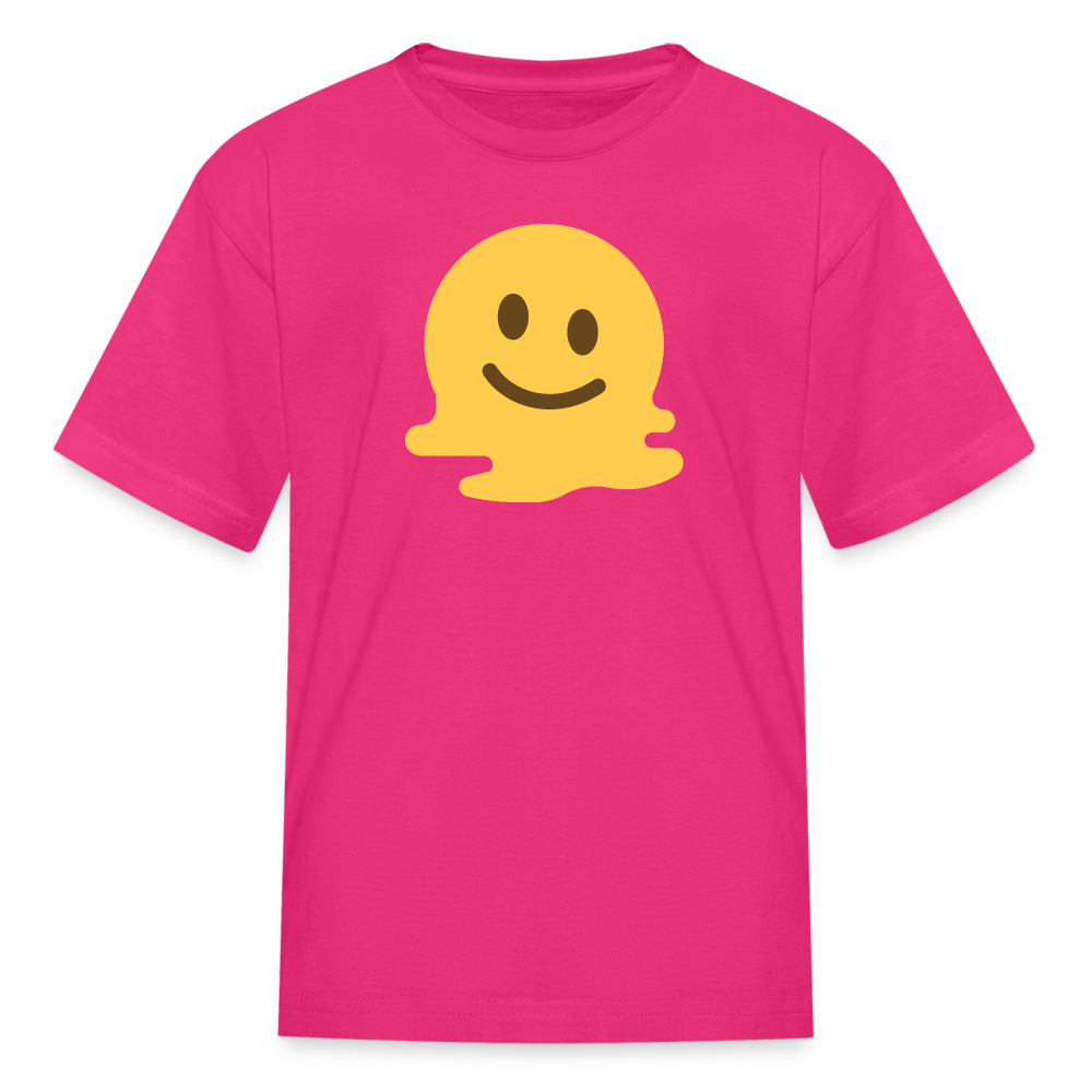 🫠 Melting Face (Twemoji) Kids' T-Shirt - fuchsia