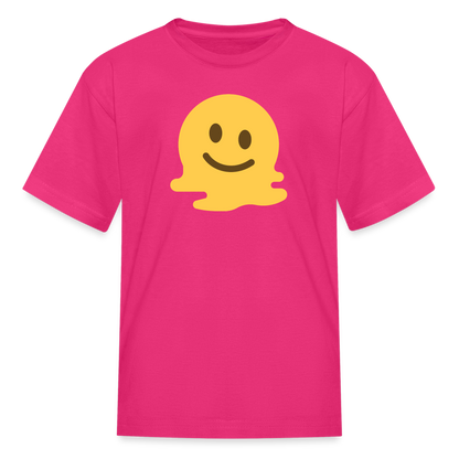 🫠 Melting Face (Twemoji) Kids' T-Shirt - fuchsia