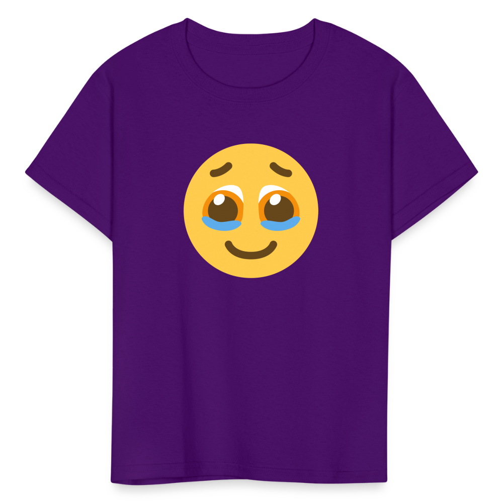 🥹 Face Holding Back Tears (Twemoji) Kids' T-Shirt - purple