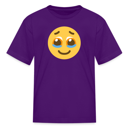 🥹 Face Holding Back Tears (Twemoji) Kids' T-Shirt - purple
