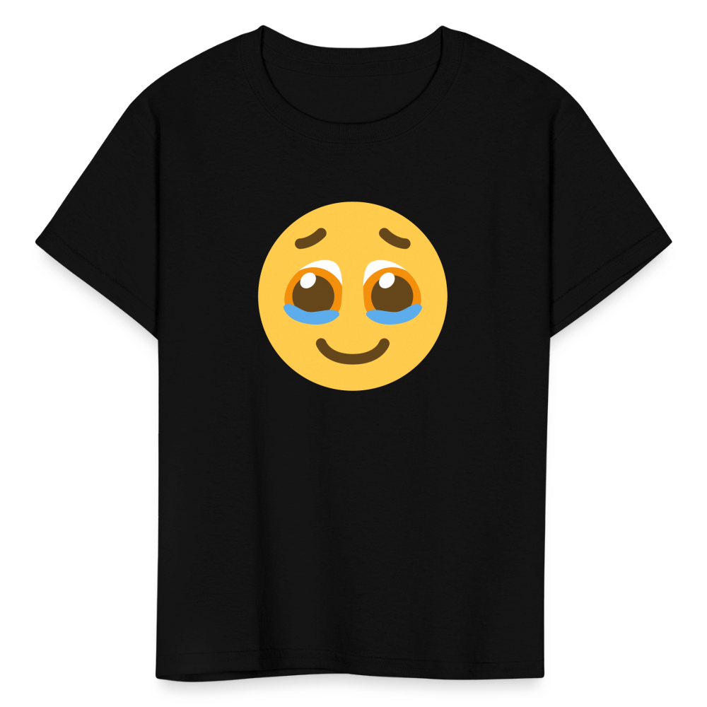🥹 Face Holding Back Tears (Twemoji) Kids' T-Shirt - black