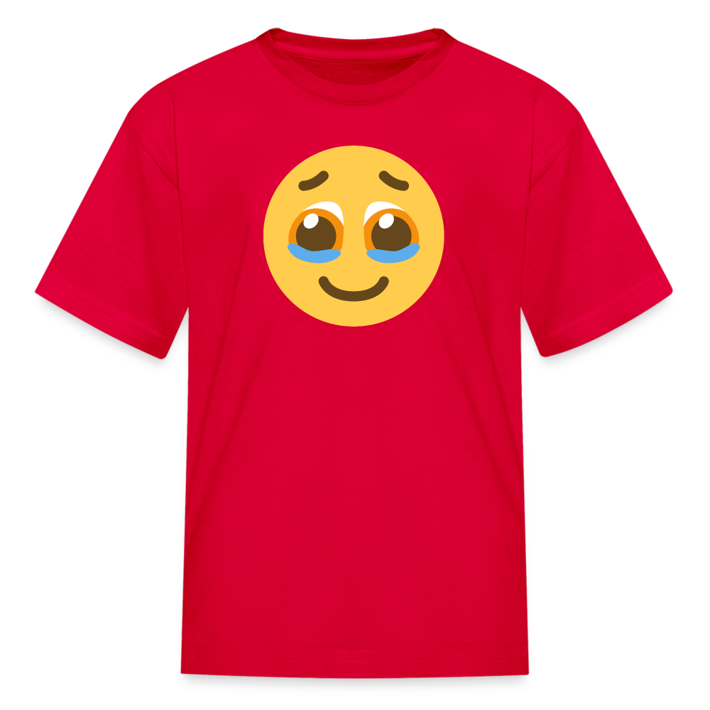 🥹 Face Holding Back Tears (Twemoji) Kids' T-Shirt - red