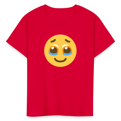 🥹 Face Holding Back Tears (Twemoji) Kids' T-Shirt - red