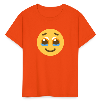 🥹 Face Holding Back Tears (Twemoji) Kids' T-Shirt - orange