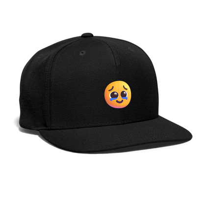 🥹 Face Holding Back Tears (Microsoft Fluent) Snapback Baseball Cap - black