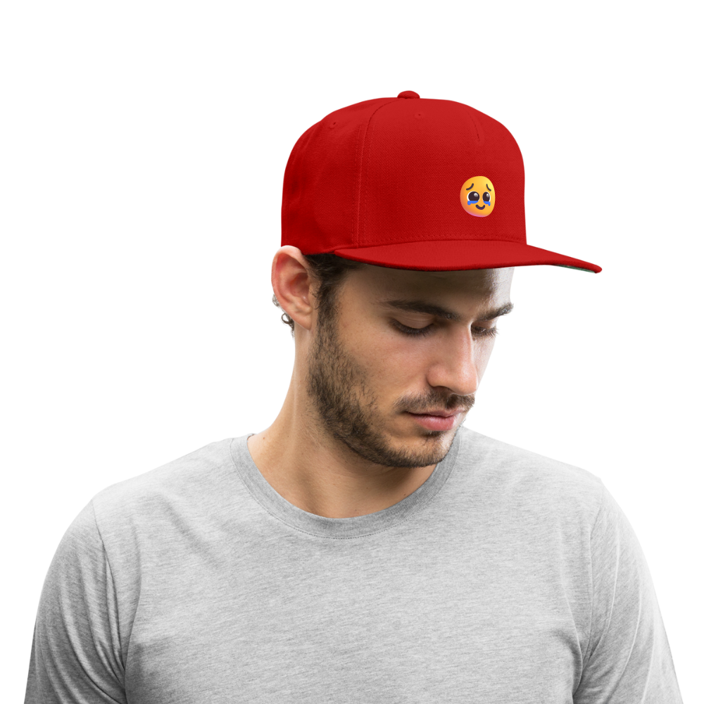 🥹 Face Holding Back Tears (Microsoft Fluent) Snapback Baseball Cap - red
