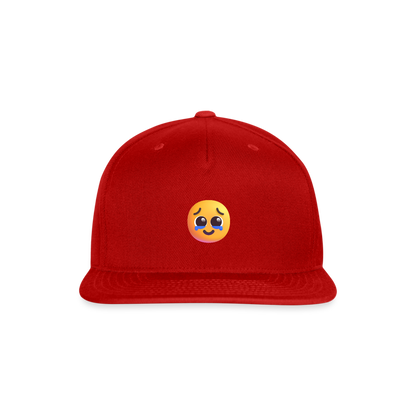 🥹 Face Holding Back Tears (Microsoft Fluent) Snapback Baseball Cap - red