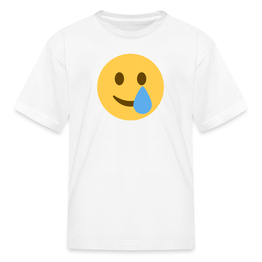 🥲 Smiling Face with Tear (Twemoji) Kids' T-Shirt - white