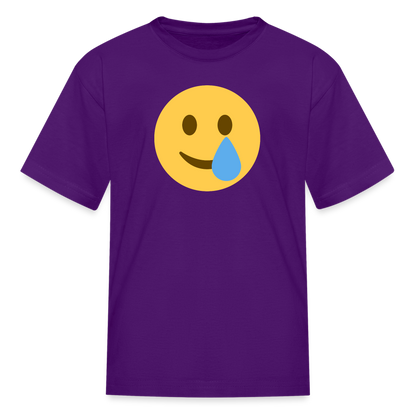 🥲 Smiling Face with Tear (Twemoji) Kids' T-Shirt - purple