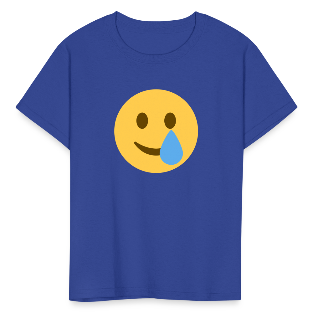 🥲 Smiling Face with Tear (Twemoji) Kids' T-Shirt - royal blue