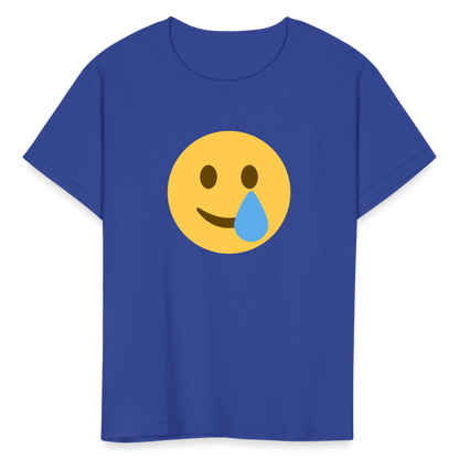 🥲 Smiling Face with Tear (Twemoji) Kids' T-Shirt - royal blue