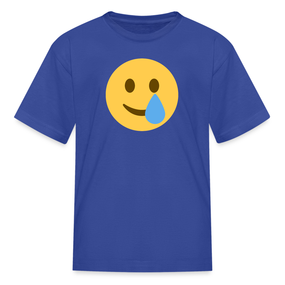 🥲 Smiling Face with Tear (Twemoji) Kids' T-Shirt - royal blue