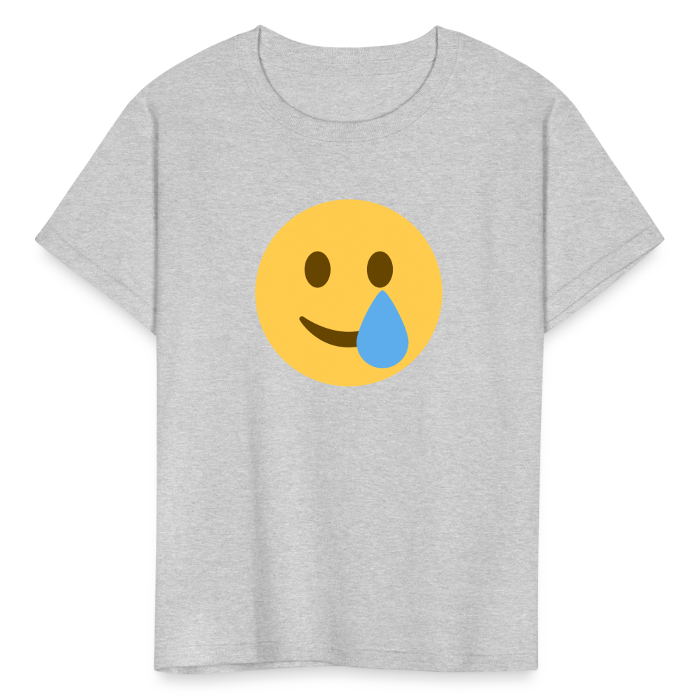 🥲 Smiling Face with Tear (Twemoji) Kids' T-Shirt - heather gray