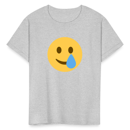 🥲 Smiling Face with Tear (Twemoji) Kids' T-Shirt - heather gray