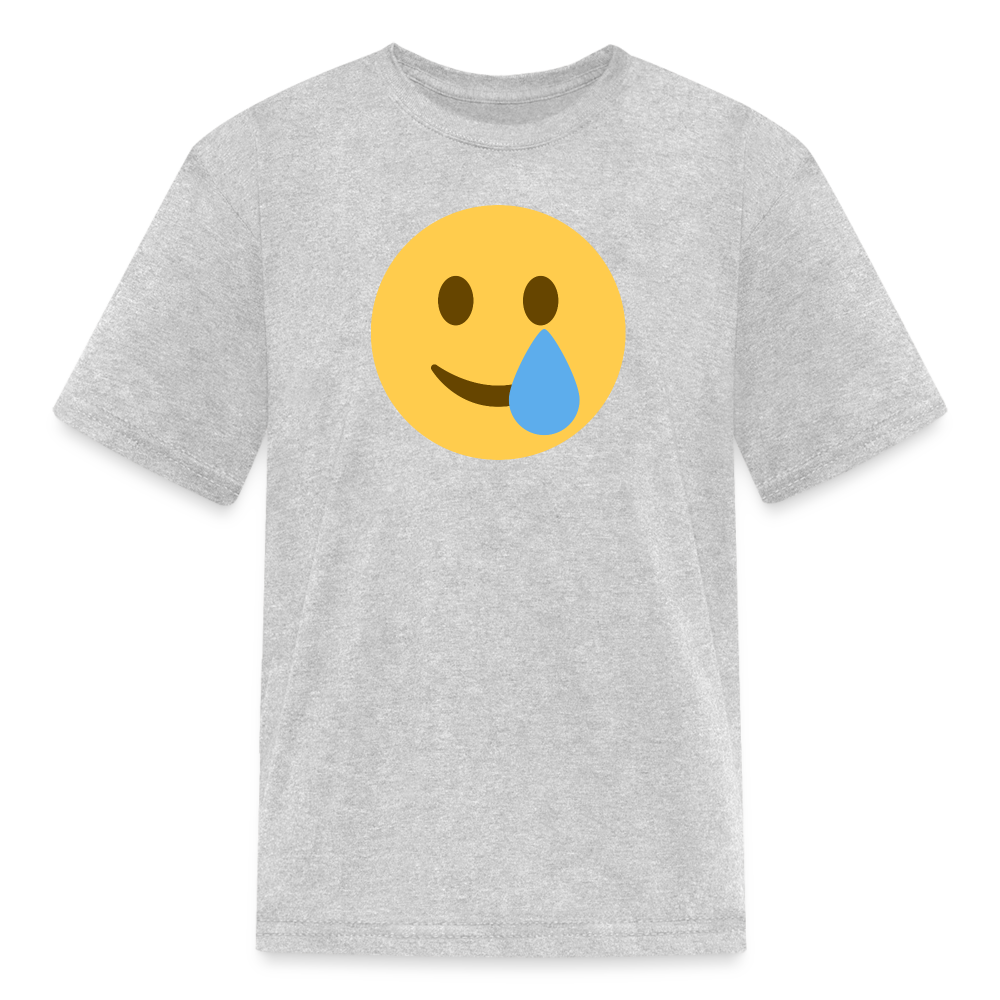 🥲 Smiling Face with Tear (Twemoji) Kids' T-Shirt - heather gray