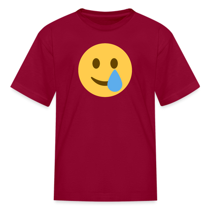 🥲 Smiling Face with Tear (Twemoji) Kids' T-Shirt - dark red