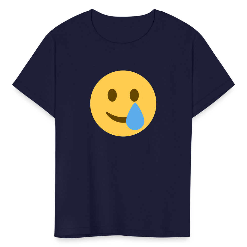 🥲 Smiling Face with Tear (Twemoji) Kids' T-Shirt - navy