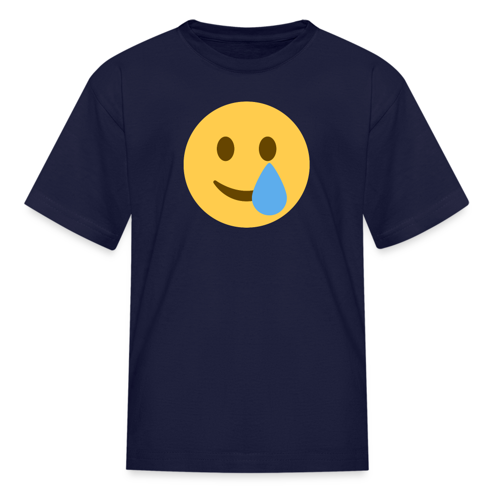 🥲 Smiling Face with Tear (Twemoji) Kids' T-Shirt - navy