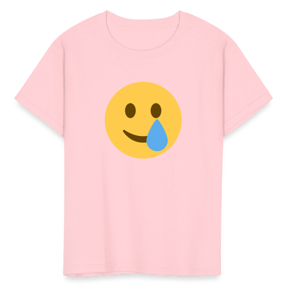 🥲 Smiling Face with Tear (Twemoji) Kids' T-Shirt - pink
