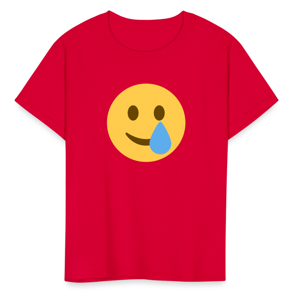 🥲 Smiling Face with Tear (Twemoji) Kids' T-Shirt - red