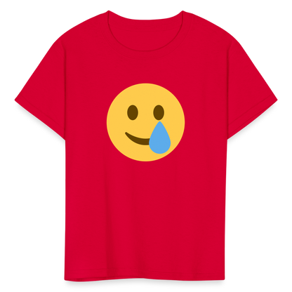 🥲 Smiling Face with Tear (Twemoji) Kids' T-Shirt - red