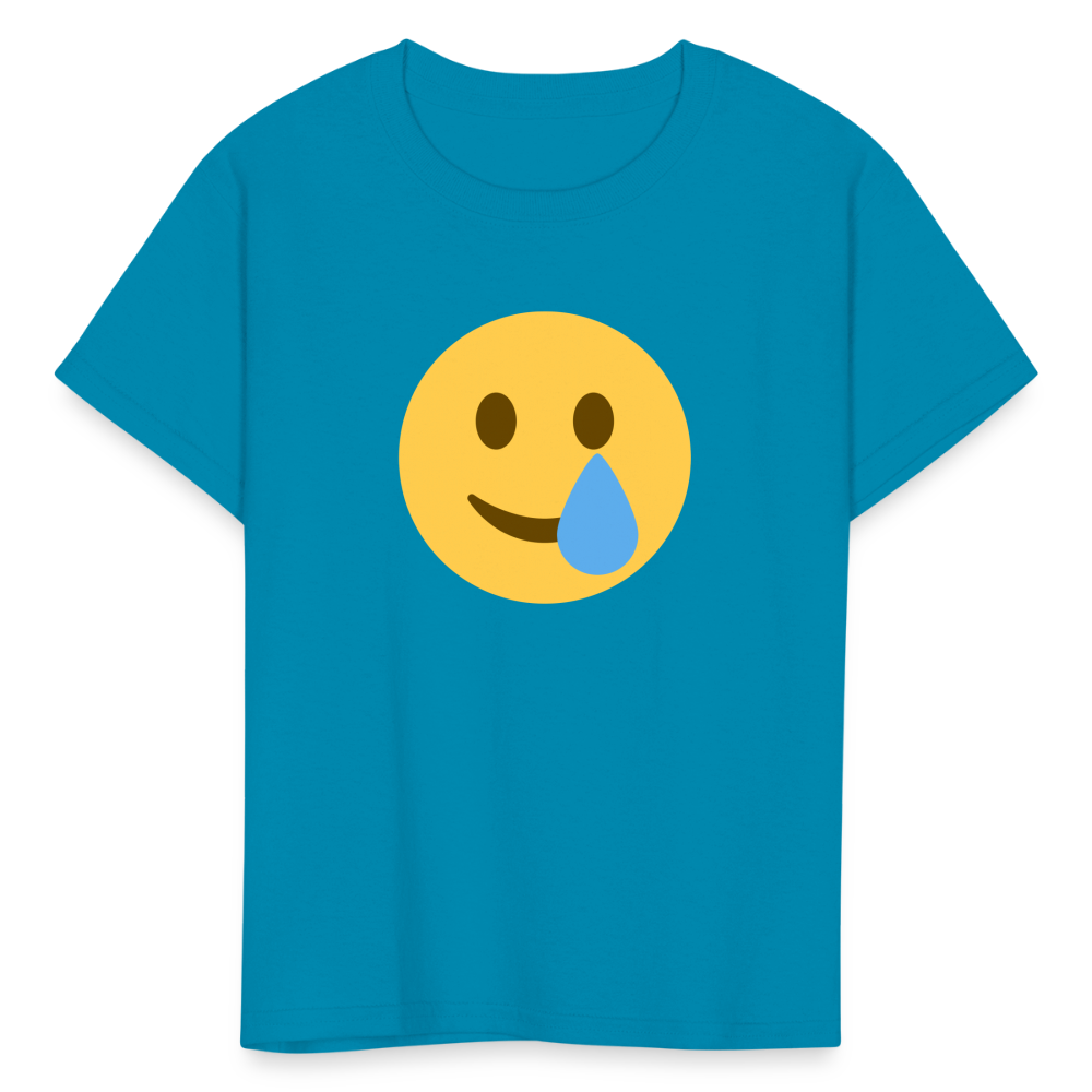 🥲 Smiling Face with Tear (Twemoji) Kids' T-Shirt - turquoise