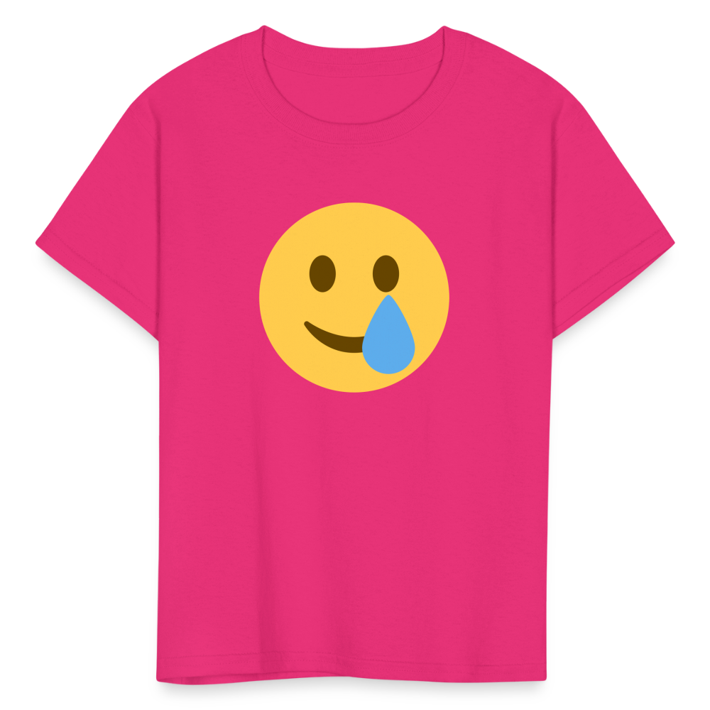🥲 Smiling Face with Tear (Twemoji) Kids' T-Shirt - fuchsia