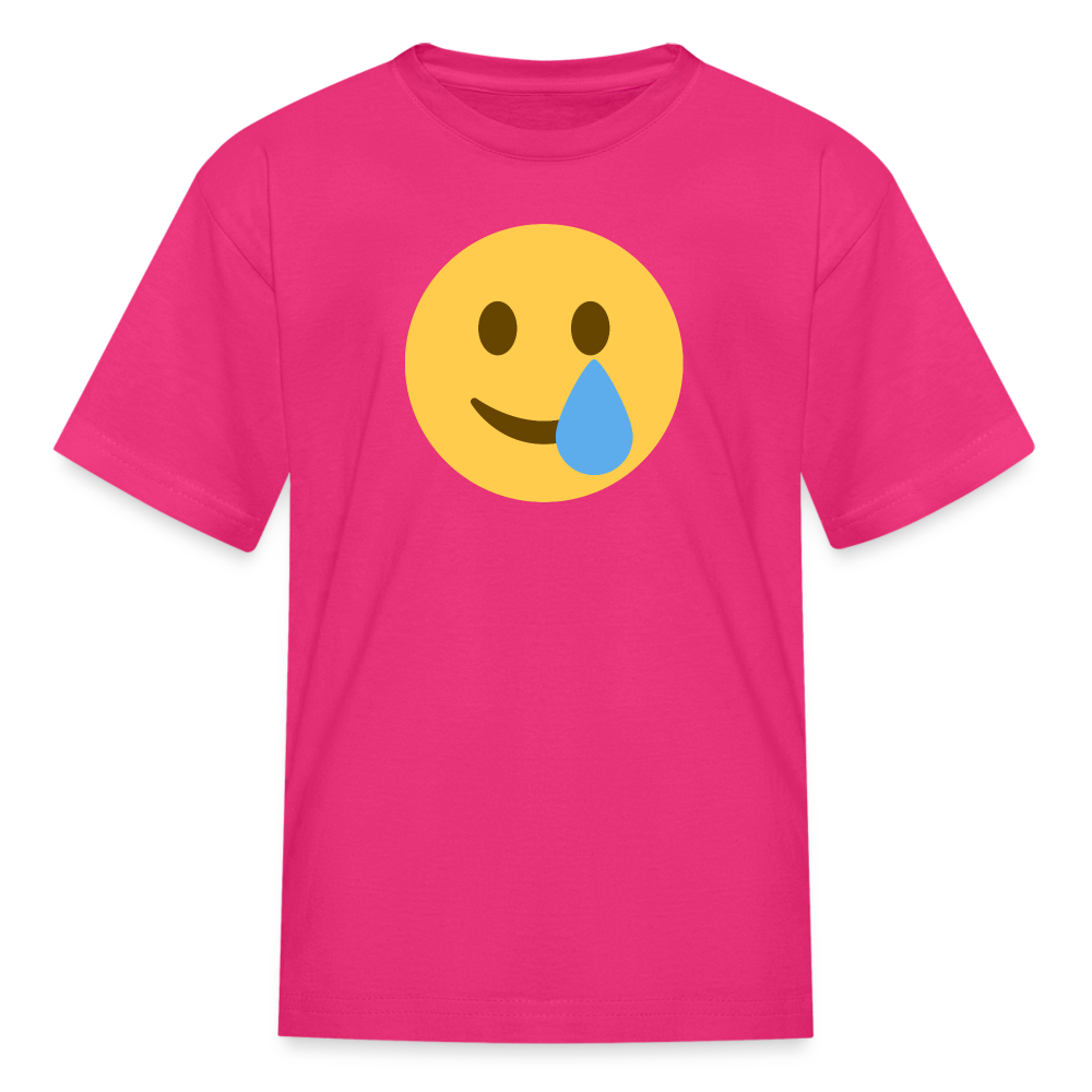 🥲 Smiling Face with Tear (Twemoji) Kids' T-Shirt - fuchsia