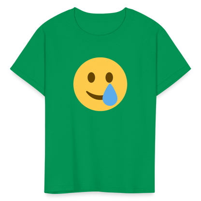 🥲 Smiling Face with Tear (Twemoji) Kids' T-Shirt - kelly green