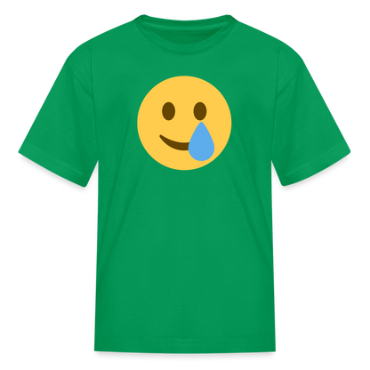 🥲 Smiling Face with Tear (Twemoji) Kids' T-Shirt - kelly green