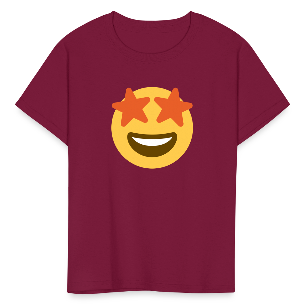 🤩 Star-Struck (Twemoji) Kids' T-Shirt - burgundy