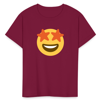 🤩 Star-Struck (Twemoji) Kids' T-Shirt - burgundy