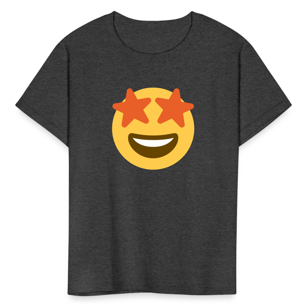 🤩 Star-Struck (Twemoji) Kids' T-Shirt - heather black