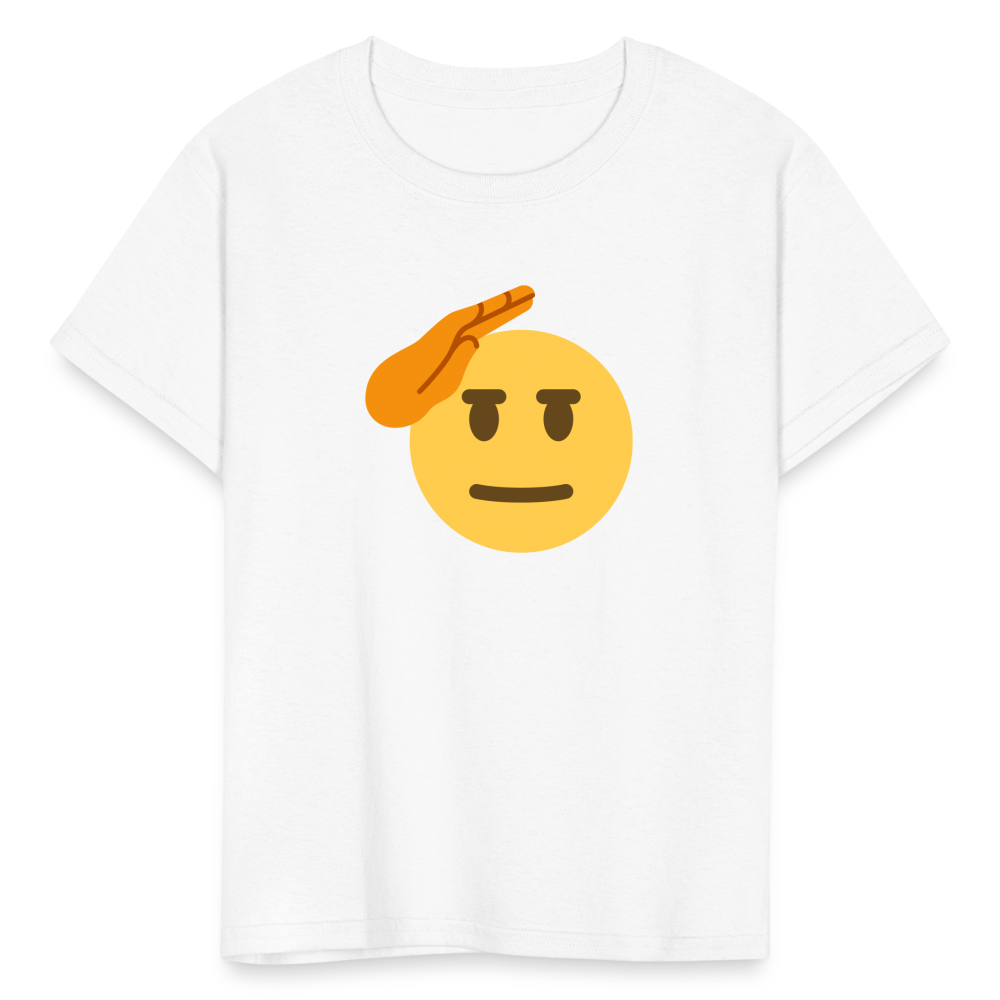 🫡 Saluting Face (Twemoji) Kids' T-Shirt - white
