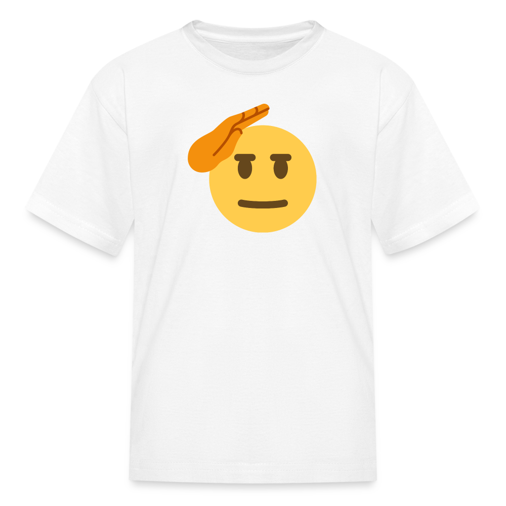 🫡 Saluting Face (Twemoji) Kids' T-Shirt - white
