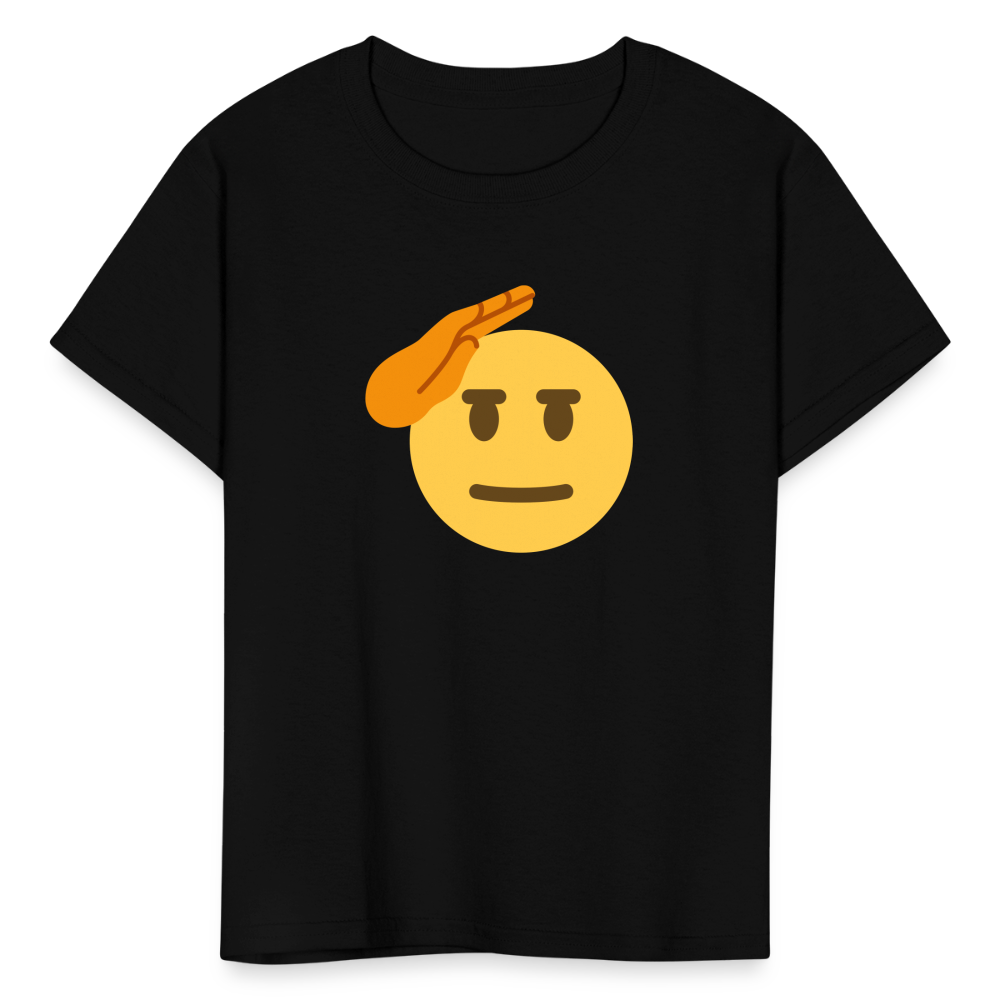 🫡 Saluting Face (Twemoji) Kids' T-Shirt - black