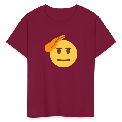 🫡 Saluting Face (Twemoji) Kids' T-Shirt - burgundy
