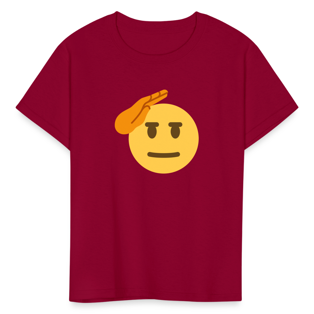 🫡 Saluting Face (Twemoji) Kids' T-Shirt - dark red