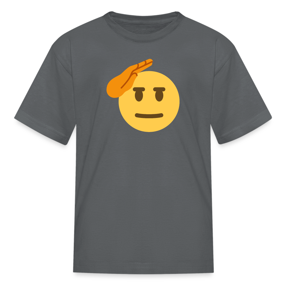 🫡 Saluting Face (Twemoji) Kids' T-Shirt - charcoal