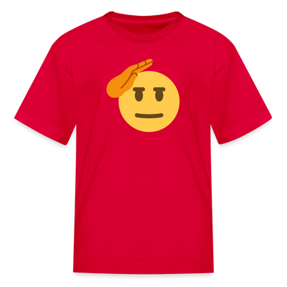 🫡 Saluting Face (Twemoji) Kids' T-Shirt - red