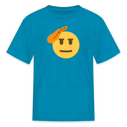 🫡 Saluting Face (Twemoji) Kids' T-Shirt - turquoise