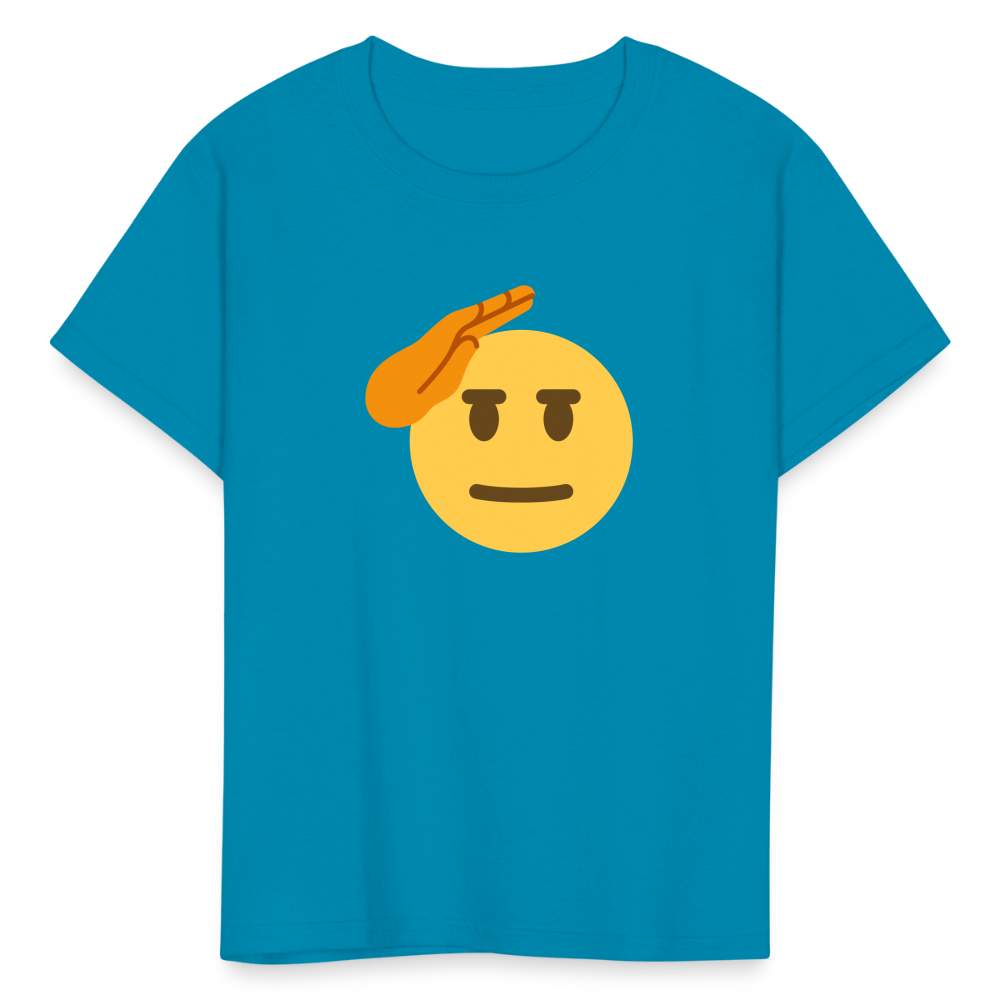 🫡 Saluting Face (Twemoji) Kids' T-Shirt - turquoise