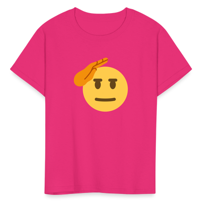 🫡 Saluting Face (Twemoji) Kids' T-Shirt - fuchsia