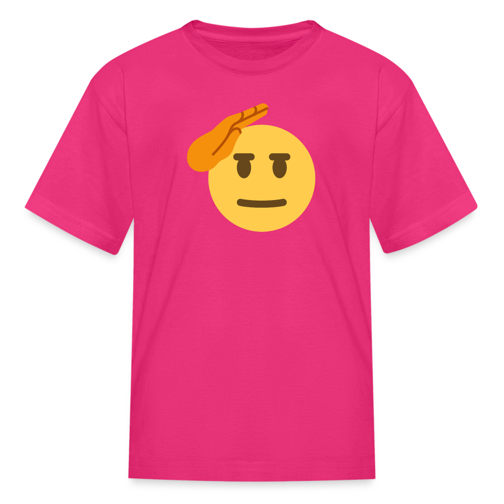 🫡 Saluting Face (Twemoji) Kids' T-Shirt - fuchsia