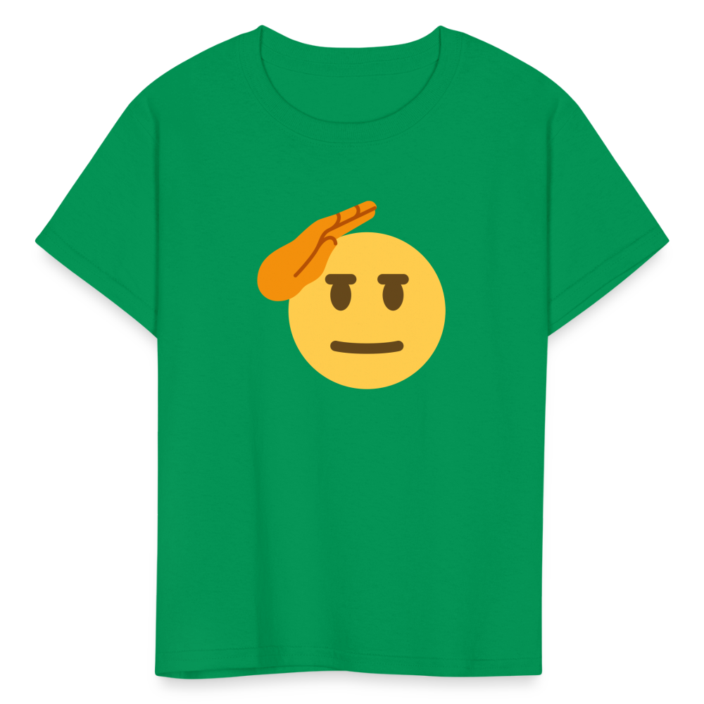 🫡 Saluting Face (Twemoji) Kids' T-Shirt - kelly green