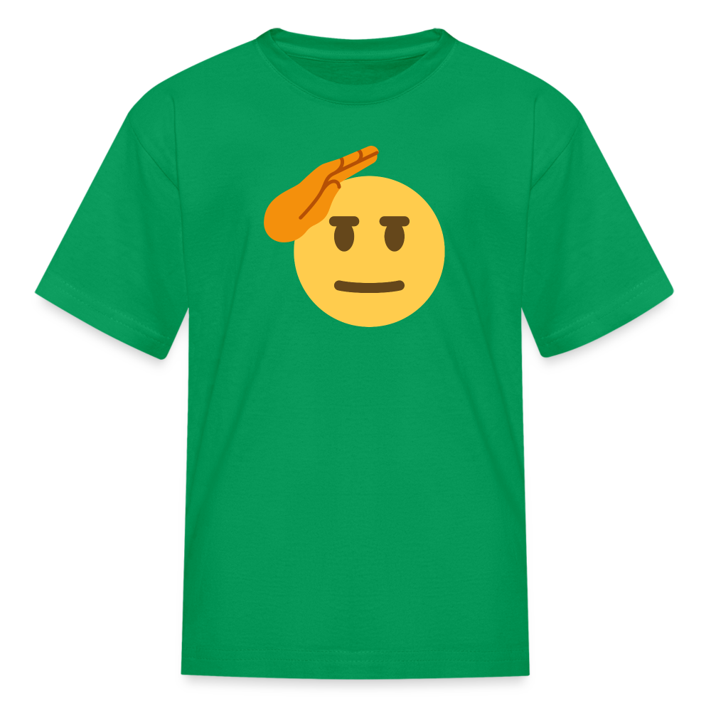 🫡 Saluting Face (Twemoji) Kids' T-Shirt - kelly green