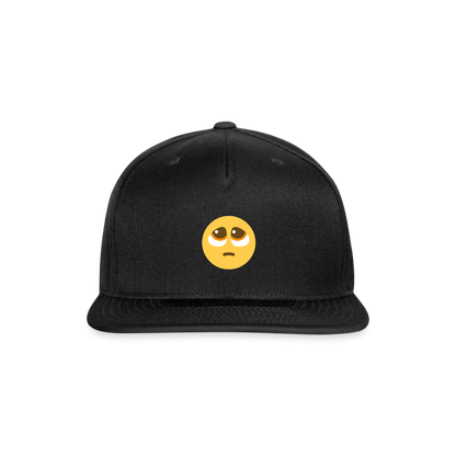 🥺 Pleading Face (Twemoji) Snapback Baseball Cap - black