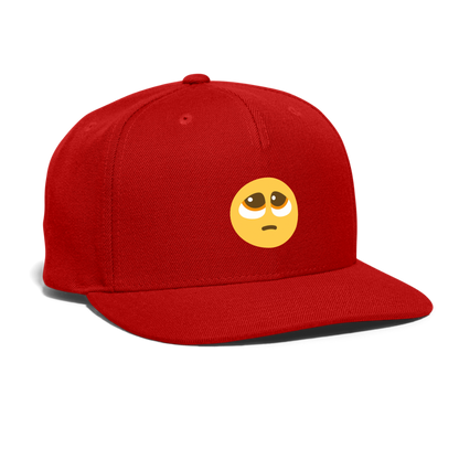 🥺 Pleading Face (Twemoji) Snapback Baseball Cap - red